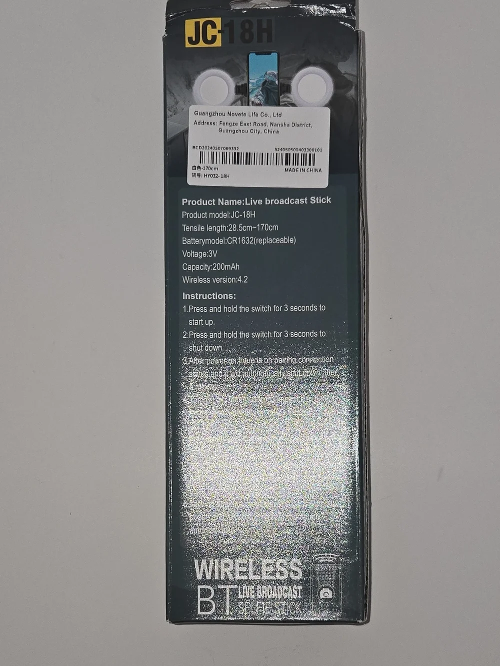 Wireless Selfie Stick - White